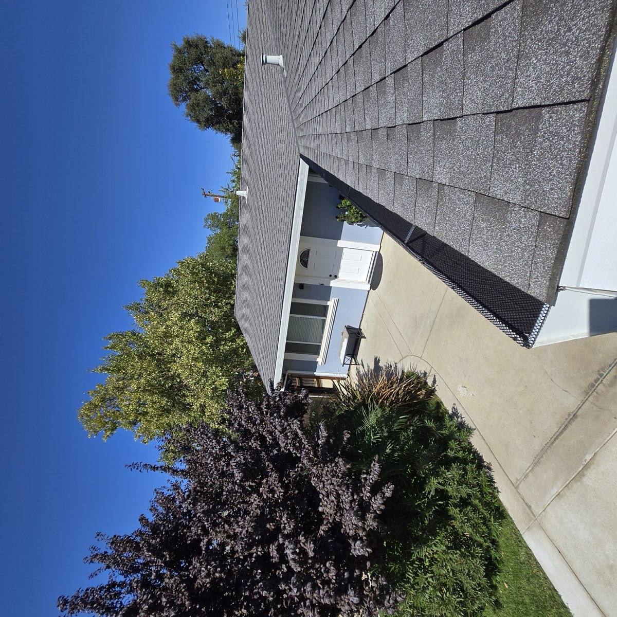 Finished gutter guard on Sacramento home with landscaping