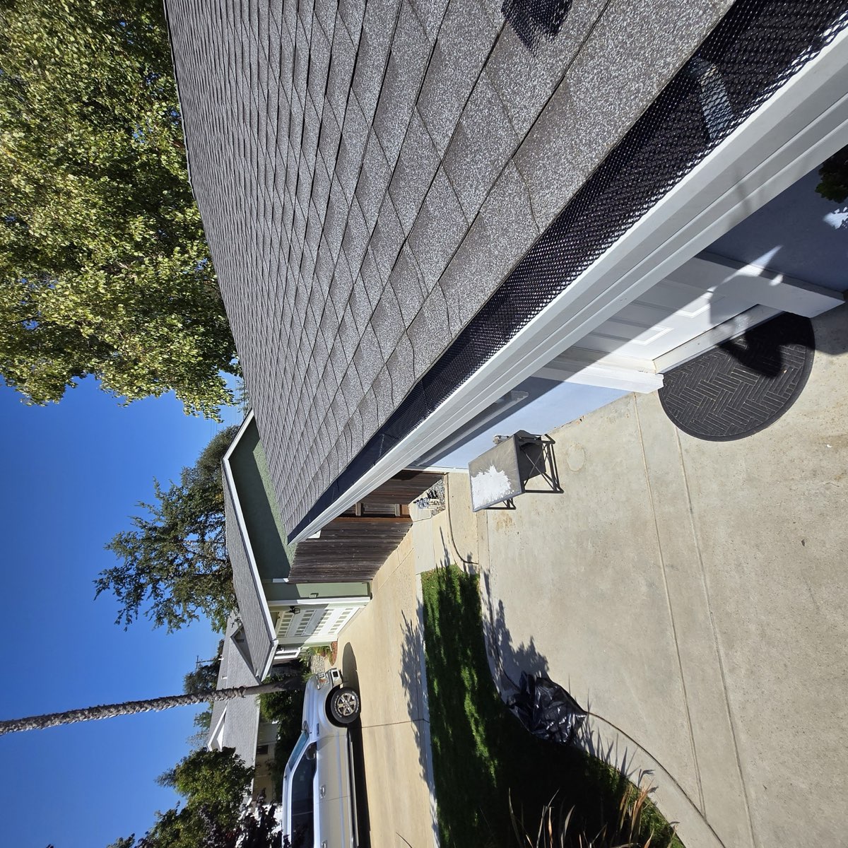 Completed gutter guard installation on stucco home in Sacramento