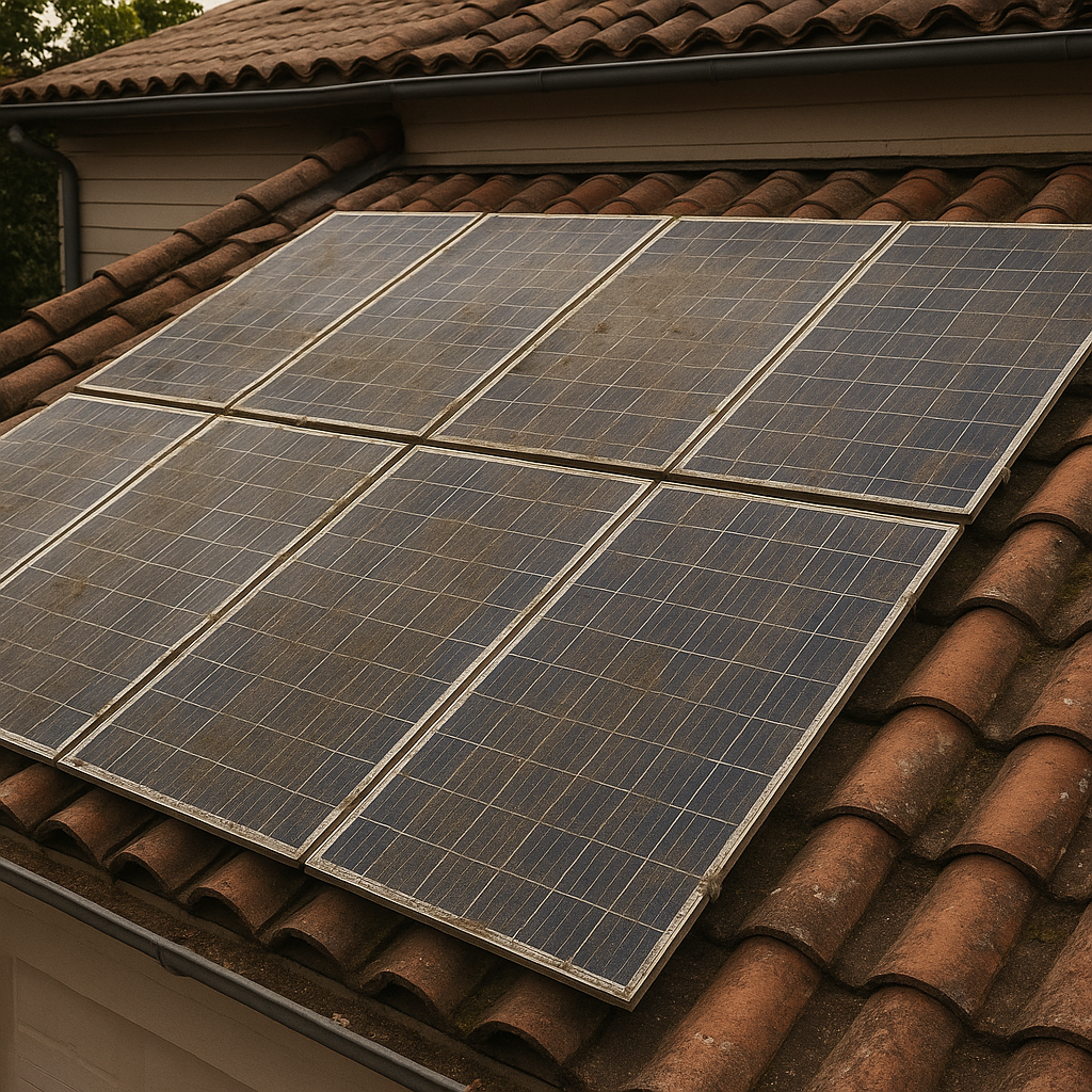 Dirty Solar Panels Before Cleaning - Sacramento