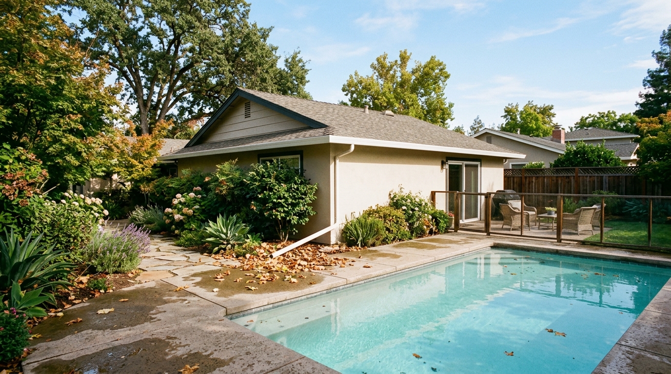 Gutter Maintenance for Sacramento Homes with Swimming Pools